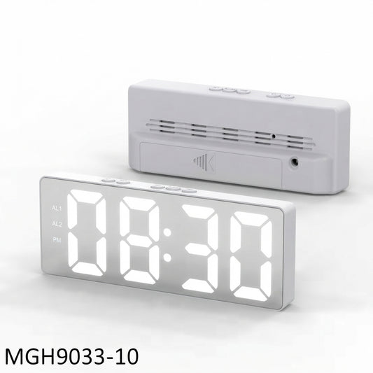 White Mirror LED Digital Clock - White - Meru Trophy corporate gifting