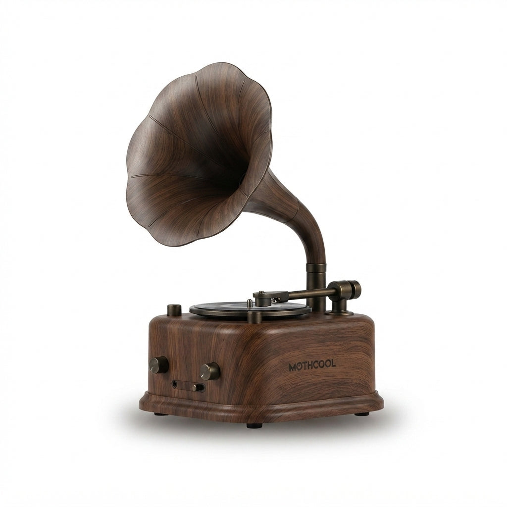 Retro Gramophone Bluetooth Speaker - wood - Meru Trophy corporate gifting