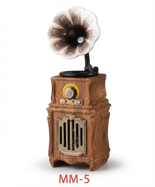 Vintage Gramophone Tower Bluetooth Speaker - wood - Meru Trophy corporate gifting
