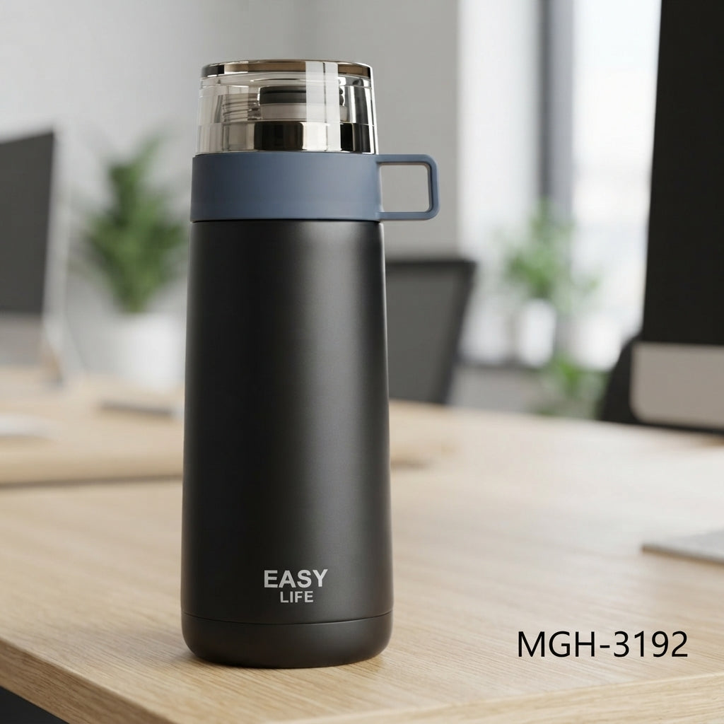 Compact Flask with Cup Handle Lid - lifestyle - Meru Trophy corporate gifting