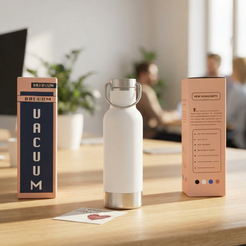 Vacuum Bottle with Carry Handle Lid and Gift Box - lifestyle - Meru Trophy corporate gifting
