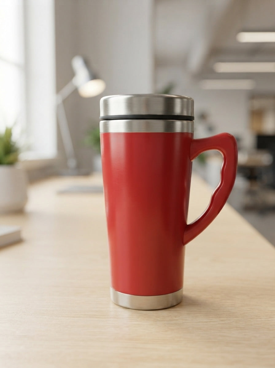 Travel Mug with Handle - lifestyle - Meru Trophy corporate gifting