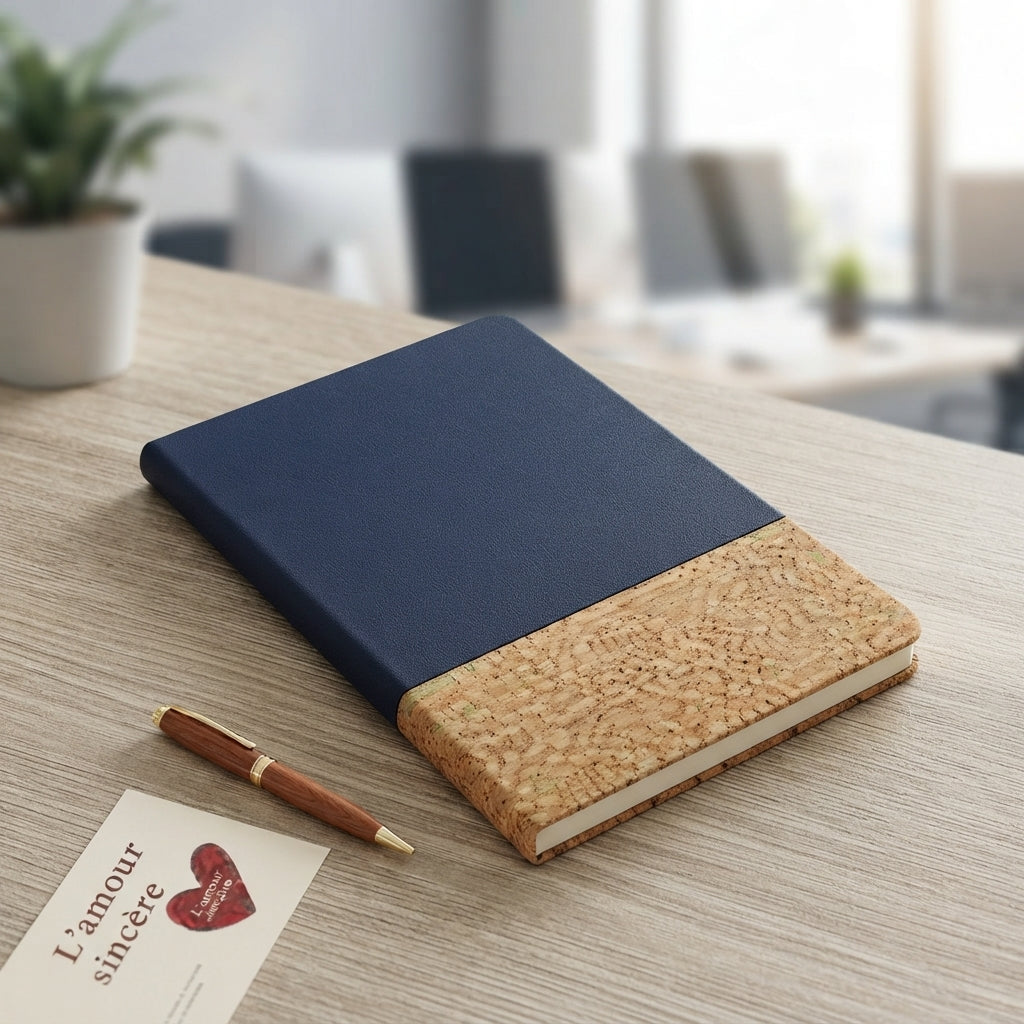 PU Notebook with Glitter Cork Accent - lifestyle - Meru Trophy corporate gifting