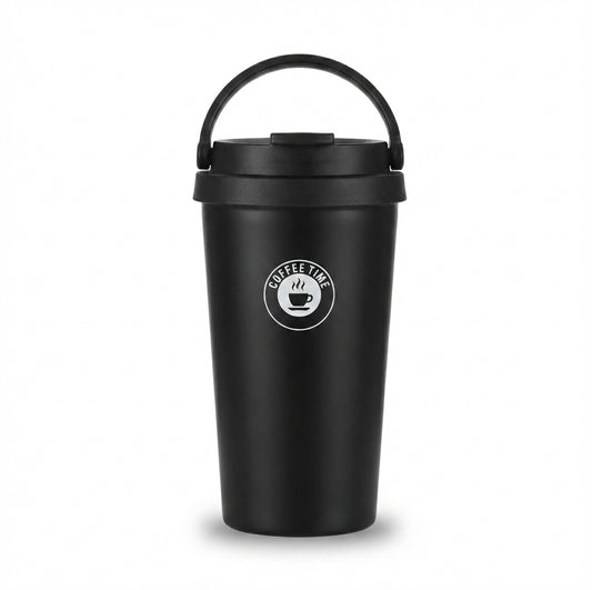 Coffee Tumbler with Carry Handle Lid - Black - Meru Trophy corporate gifting