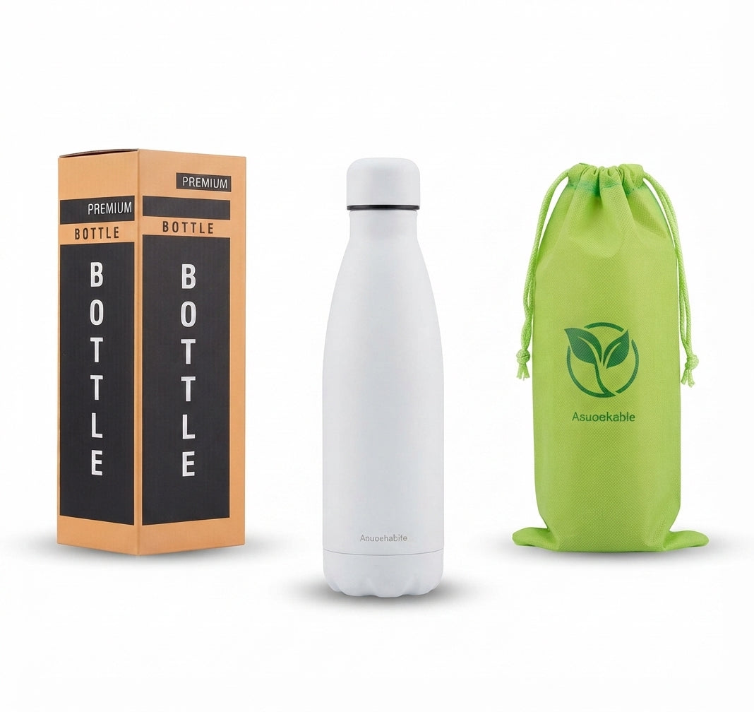Cola-Shaped Vacuum Bottle with Gift Box and Pouch - White - Meru Trophy corporate gifting