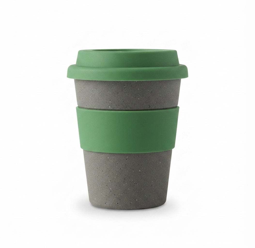 Bamboo Fibre Coffee Cup with Silicone Lid - Green - Meru Trophy corporate gifting