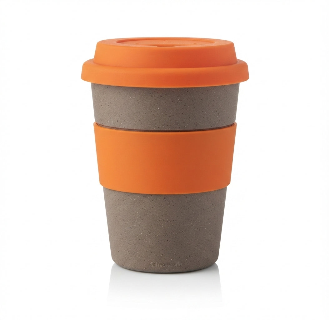 Bamboo Fibre Coffee Cup with Silicone Lid - Orange - Meru Trophy corporate gifting