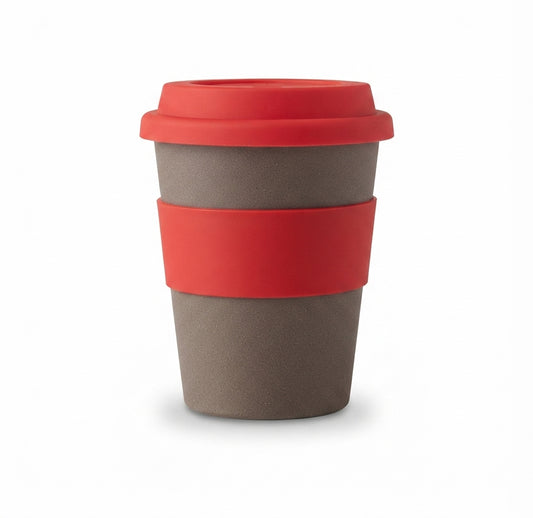 Bamboo Fibre Coffee Cup with Silicone Lid - Red - Meru Trophy corporate gifting