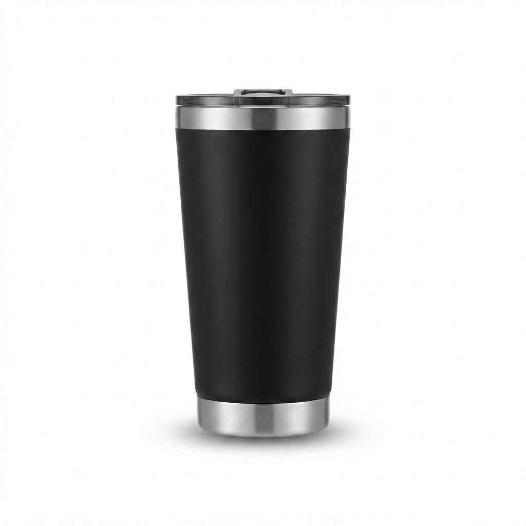 Insulated Pint Tumbler with Slide Lid - Black - Meru Trophy corporate gifting