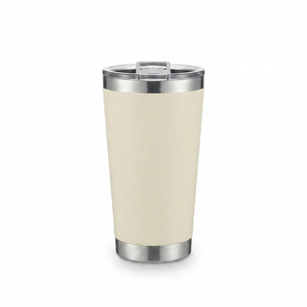 Insulated Pint Tumbler with Slide Lid - Cream - Meru Trophy corporate gifting