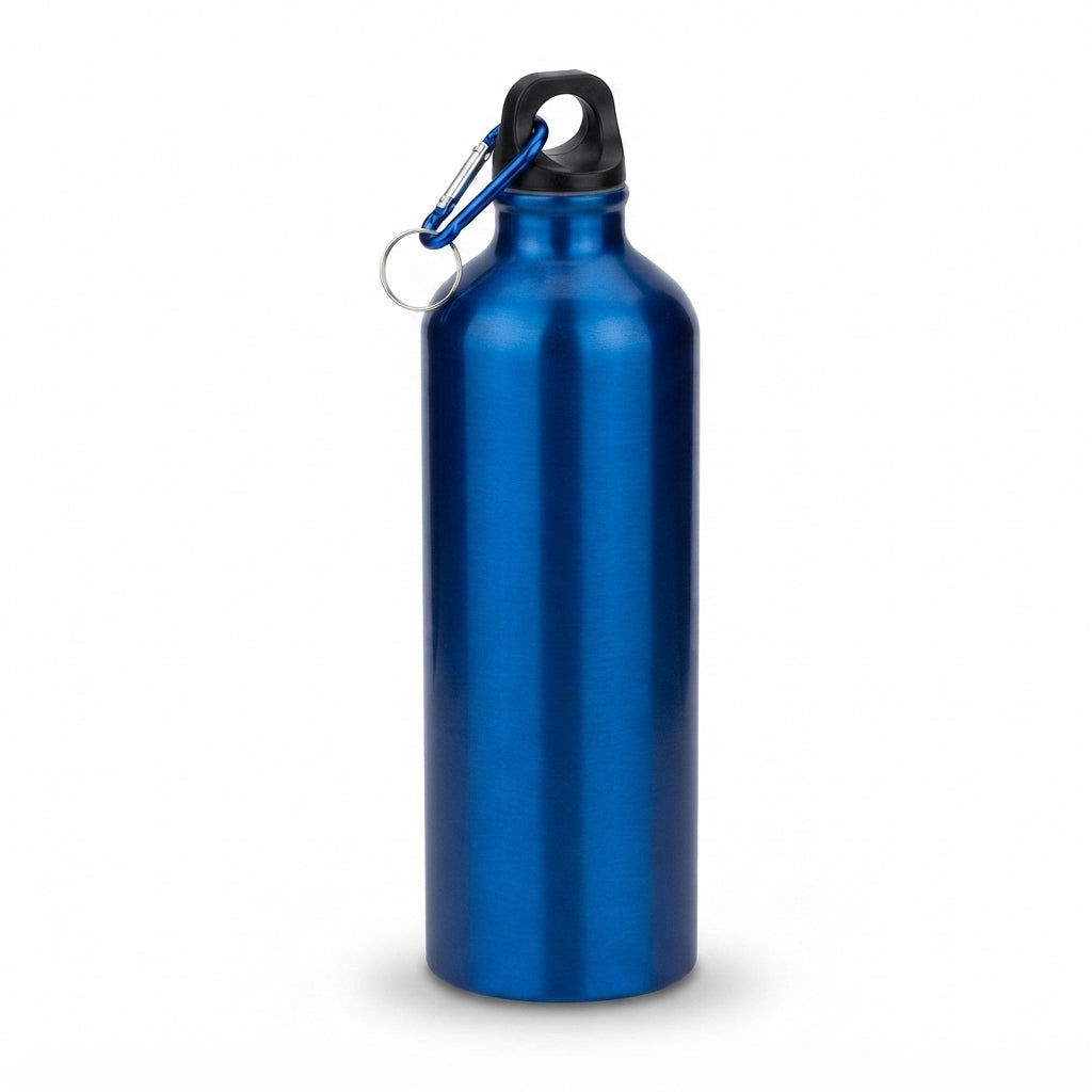Aluminium Sports Bottle with Carabiner - Blue - Meru Trophy corporate gifting