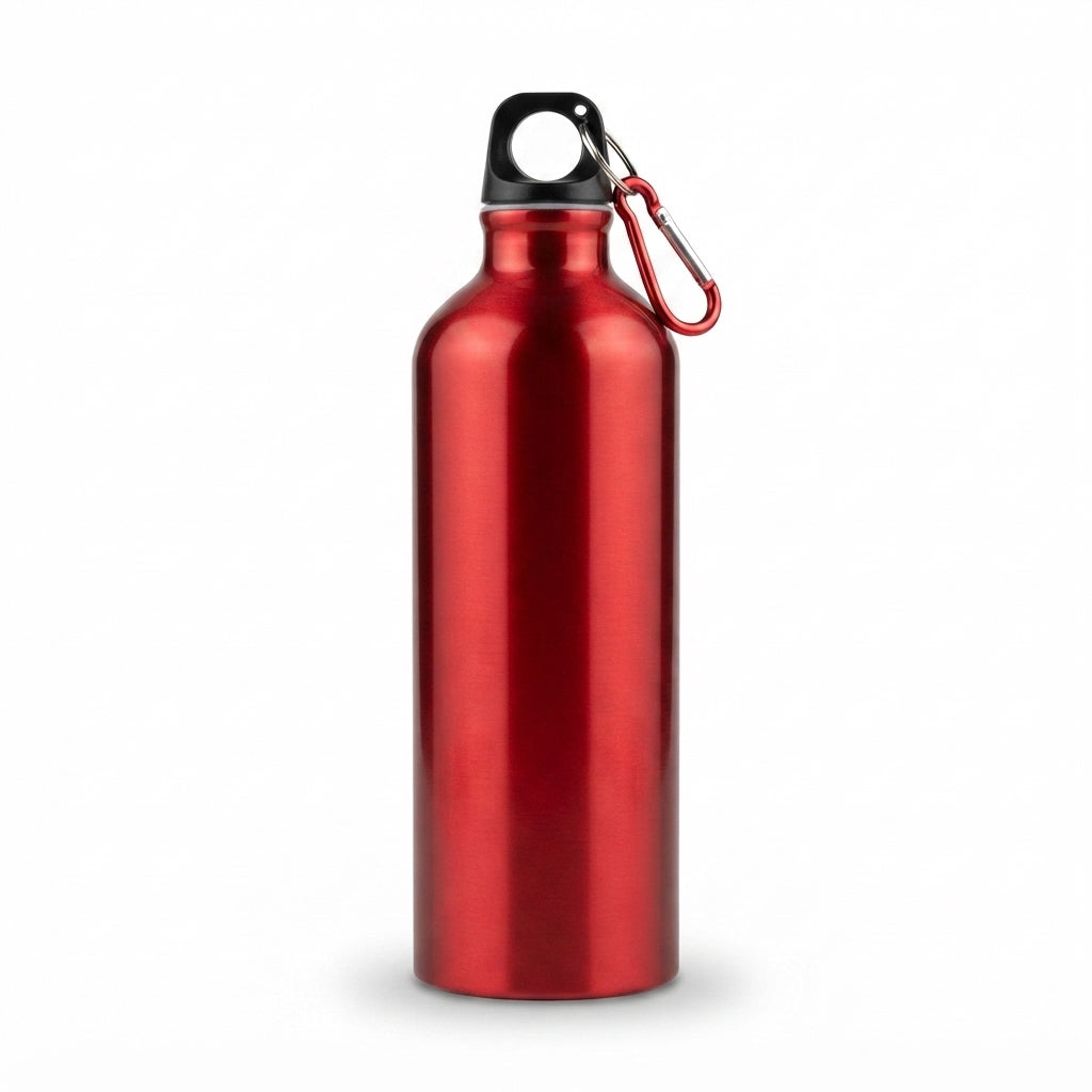 Aluminium Sports Bottle with Carabiner - Red - Meru Trophy corporate gifting