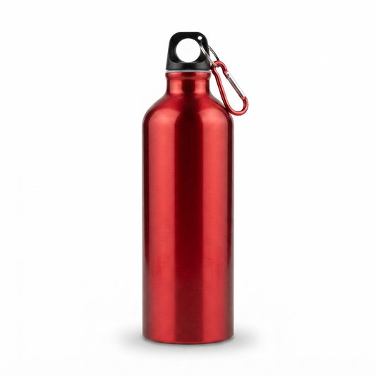 Aluminium Sports Bottle with Carabiner - Red - Meru Trophy corporate gifting
