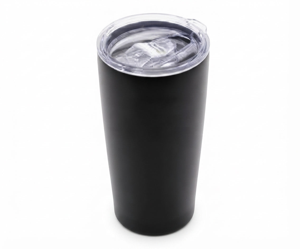 Insulated Tumbler with Clear Lid - Black - Meru Trophy corporate gifting