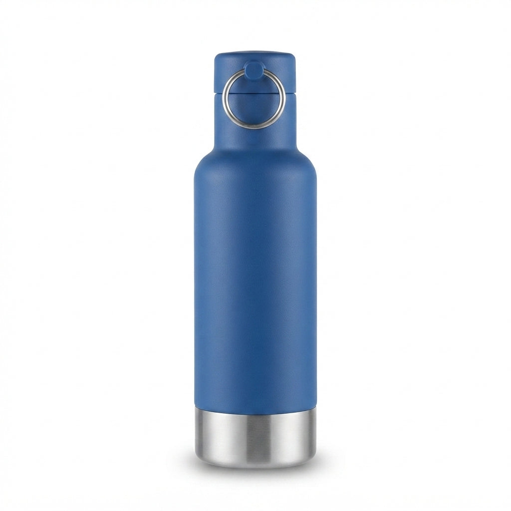 Vacuum Bottle with Ring Handle Lid - Blue - Meru Trophy corporate gifting