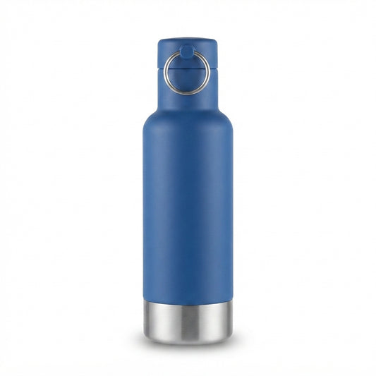 Vacuum Bottle with Ring Handle Lid - Blue - Meru Trophy corporate gifting
