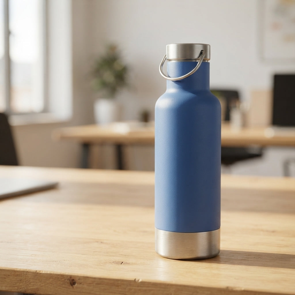 Vacuum Bottle with Ring Handle Lid - lifestyle - Meru Trophy corporate gifting