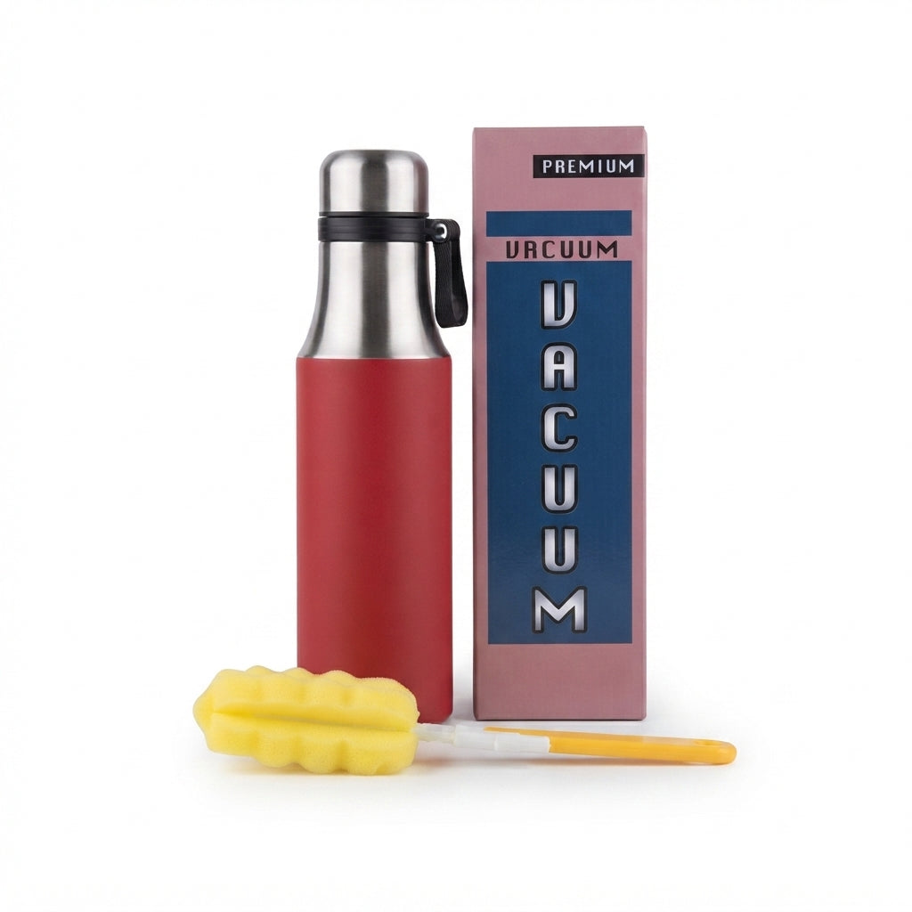 Vacuum Bottle with Clip Handle and Gift Box - Red - Meru Trophy corporate gifting