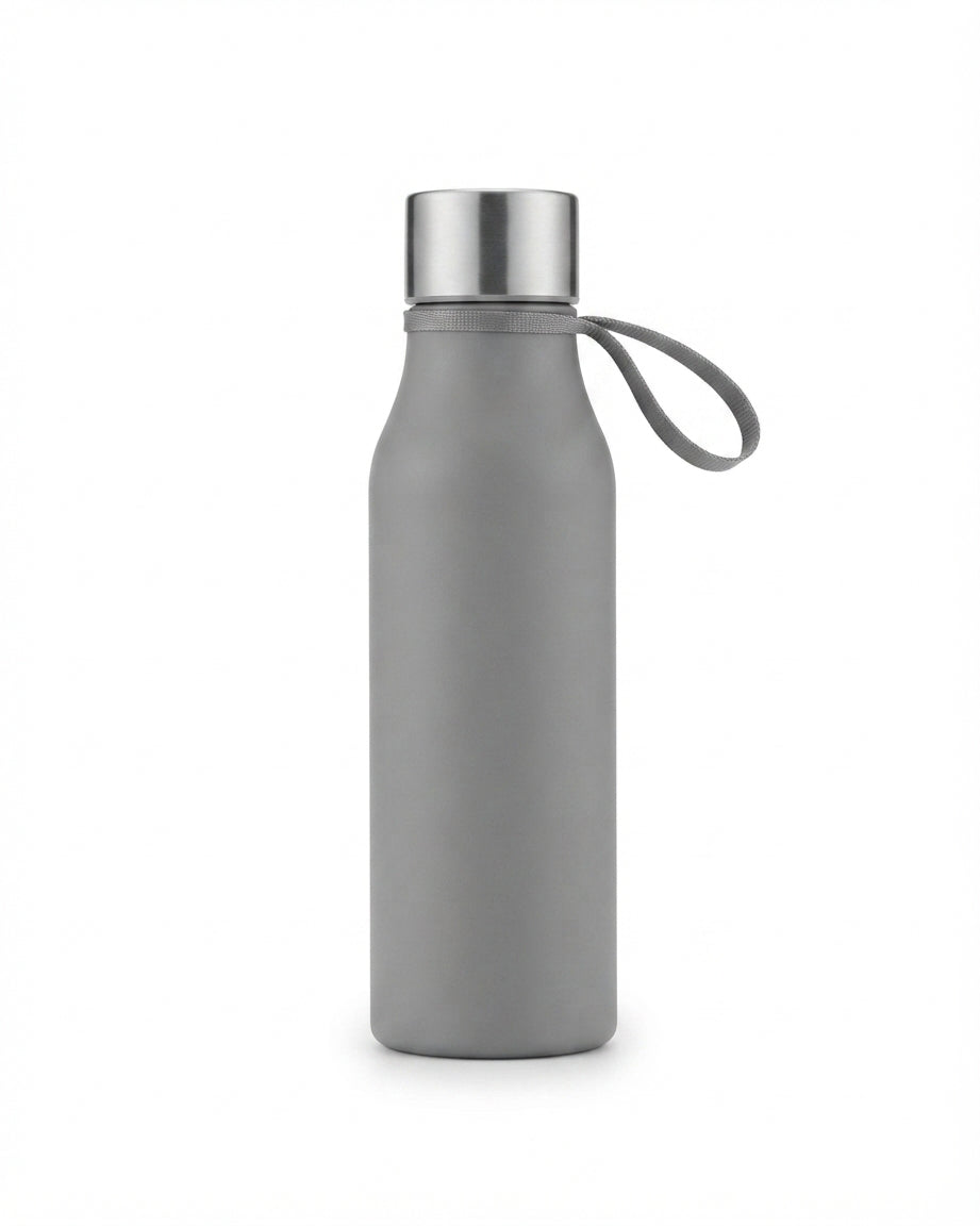 Matte Bottle with Strap Lid - Grey - Meru Trophy corporate gifting