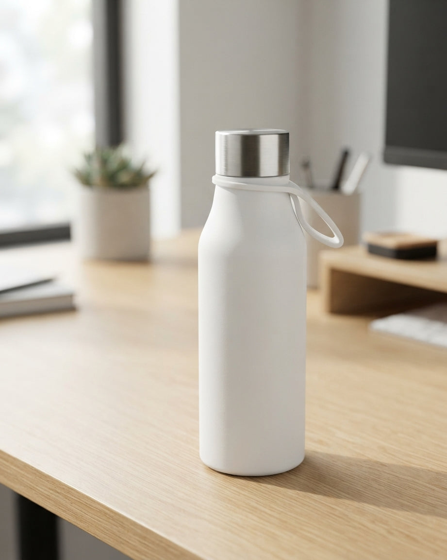 Matte Bottle with Strap Lid - lifestyle - Meru Trophy corporate gifting