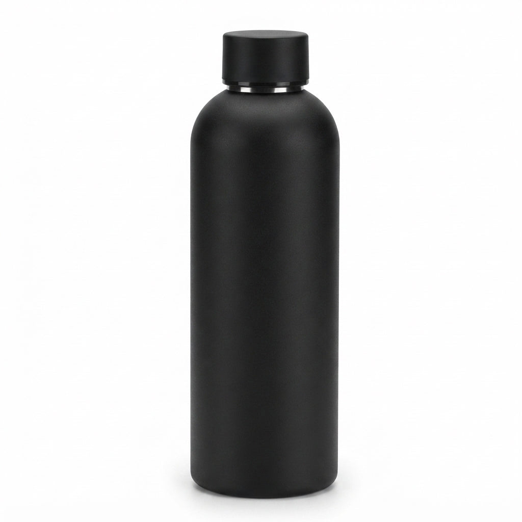 Matte Round Bottle - Black - Meru Trophy corporate gifting