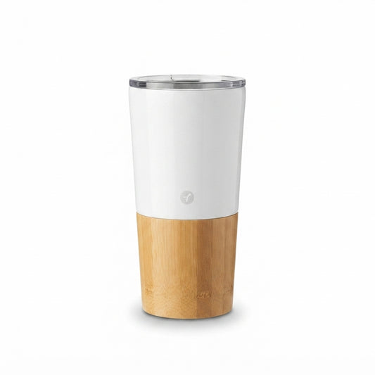 Half-Bamboo Insulated Tumbler 600 ml - White - Meru Trophy corporate gifting