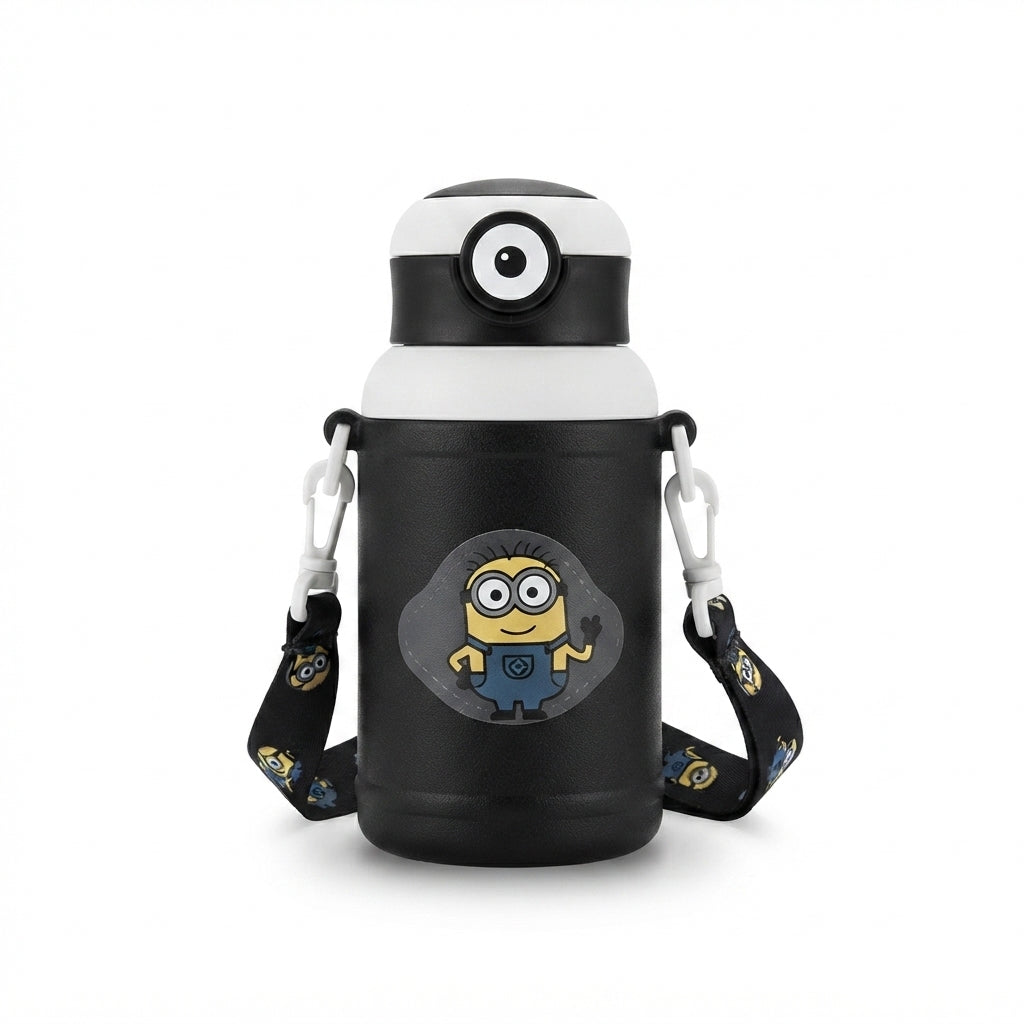 Cartoon Kids Flask with Strap - Black - Meru Trophy corporate gifting