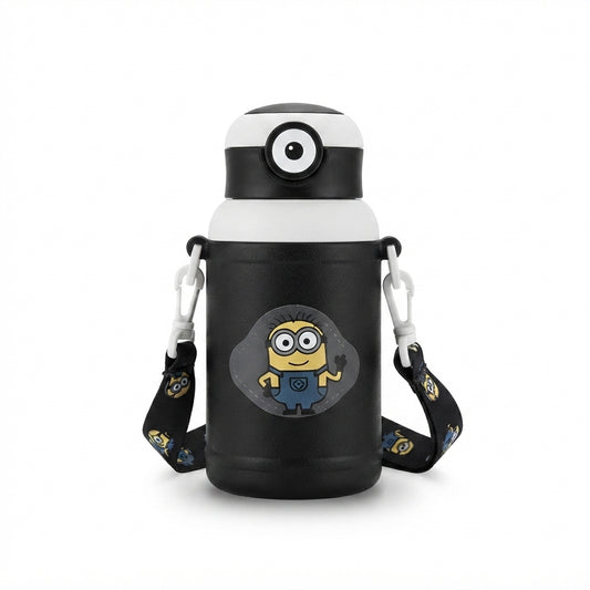 Cartoon Kids Flask with Strap - Black - Meru Trophy corporate gifting
