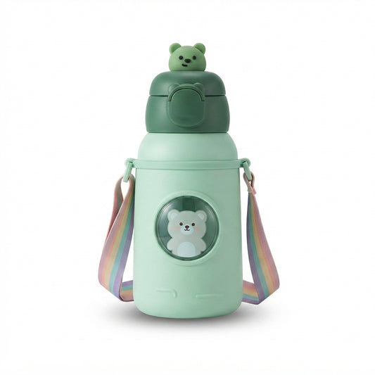 Animal Character Kids Flask with Cup Lid - Green - Meru Trophy corporate gifting