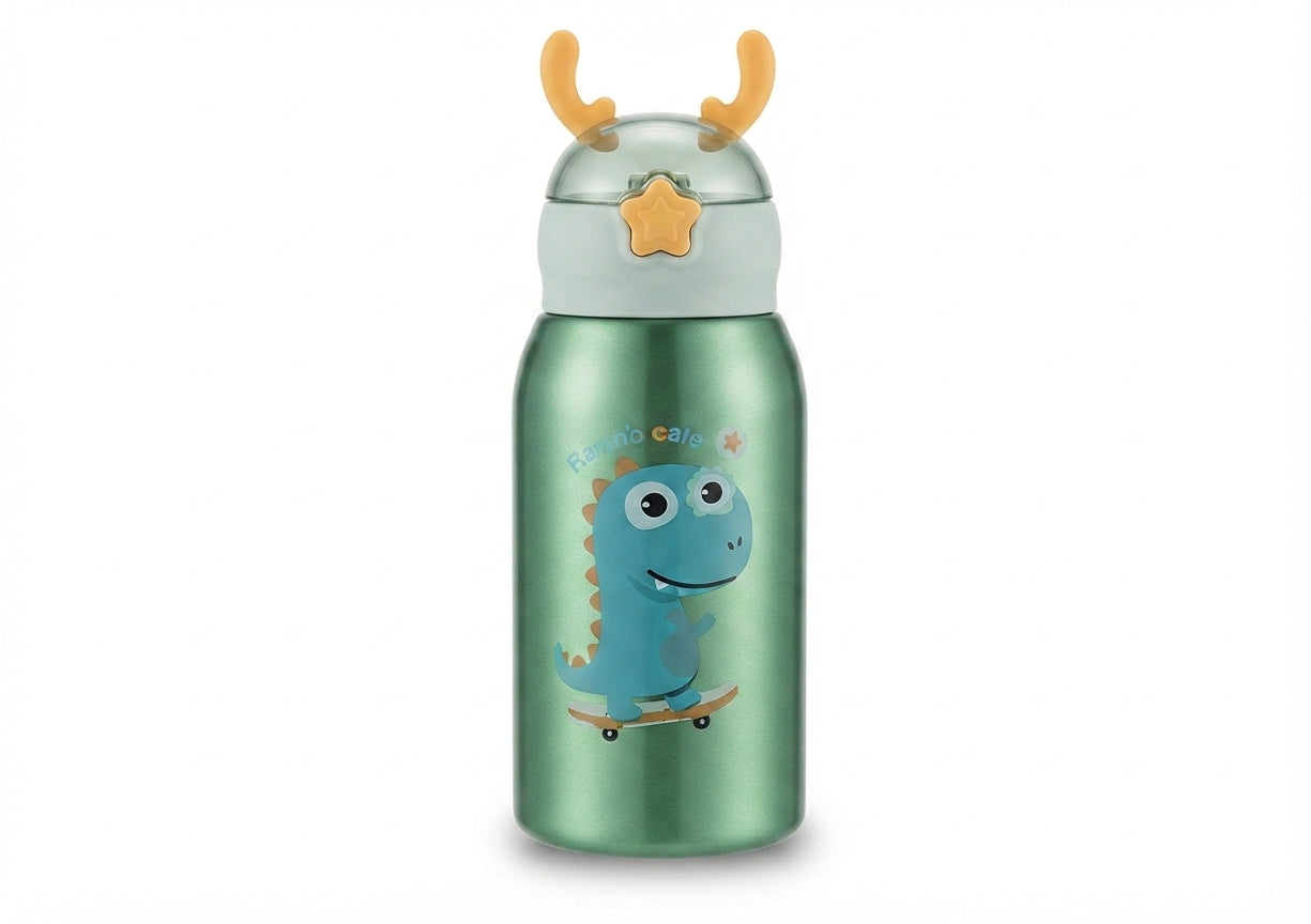 Cartoon Print Kids Bottle with Antler Lid - Green - Meru Trophy corporate gifting