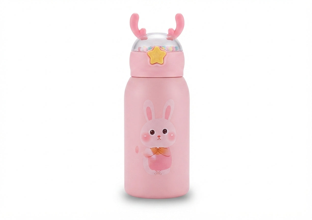 Cartoon Print Kids Bottle with Antler Lid - Pink - Meru Trophy corporate gifting