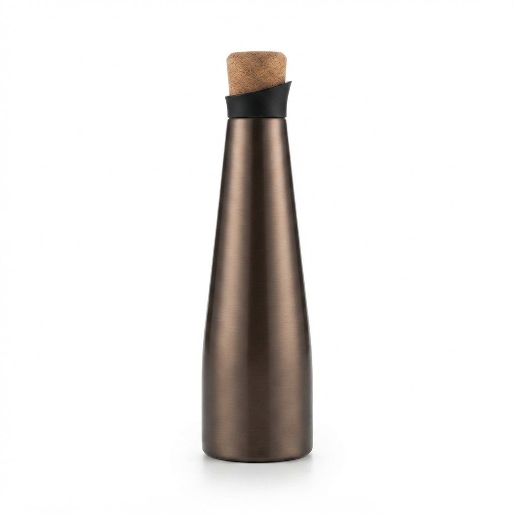 Cone-Shaped Bottle with Cork Stopper - Brown - Meru Trophy corporate gifting