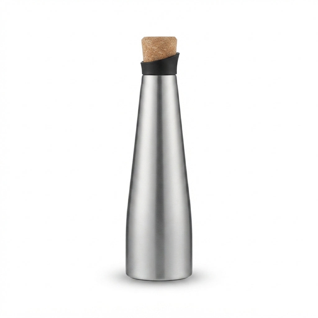 Cone-Shaped Bottle with Cork Stopper - Silver - Meru Trophy corporate gifting