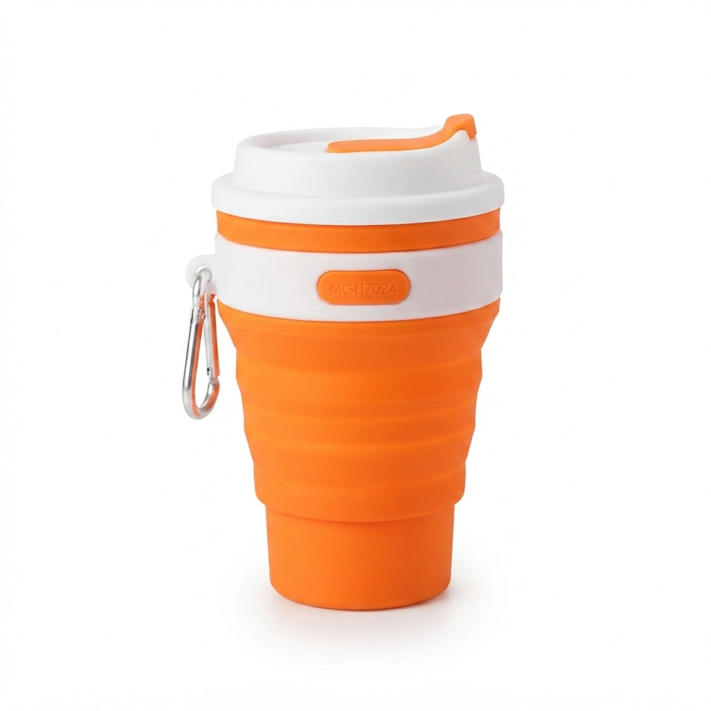 Collapsible Silicone Travel Cup - Orange - Meru Trophy corporate gifting