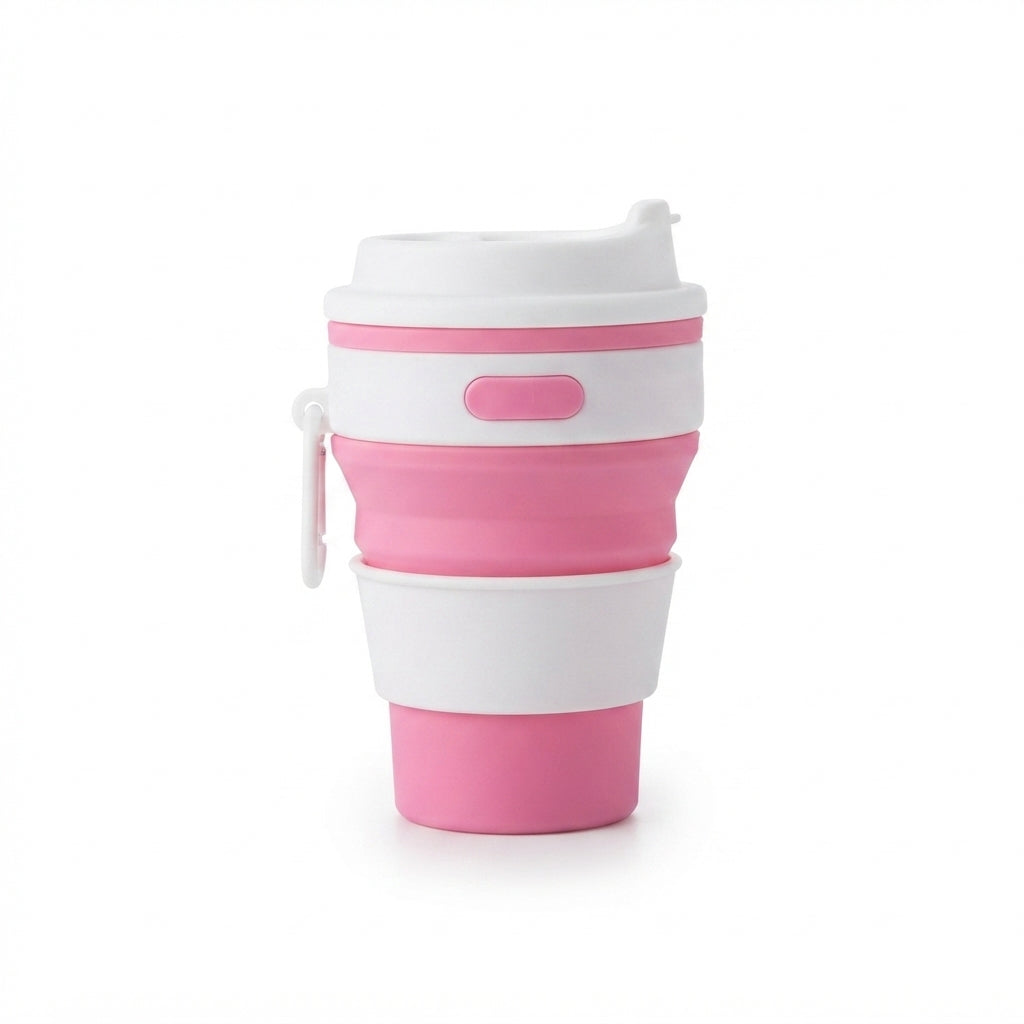 Collapsible Silicone Travel Cup - Pink - Meru Trophy corporate gifting