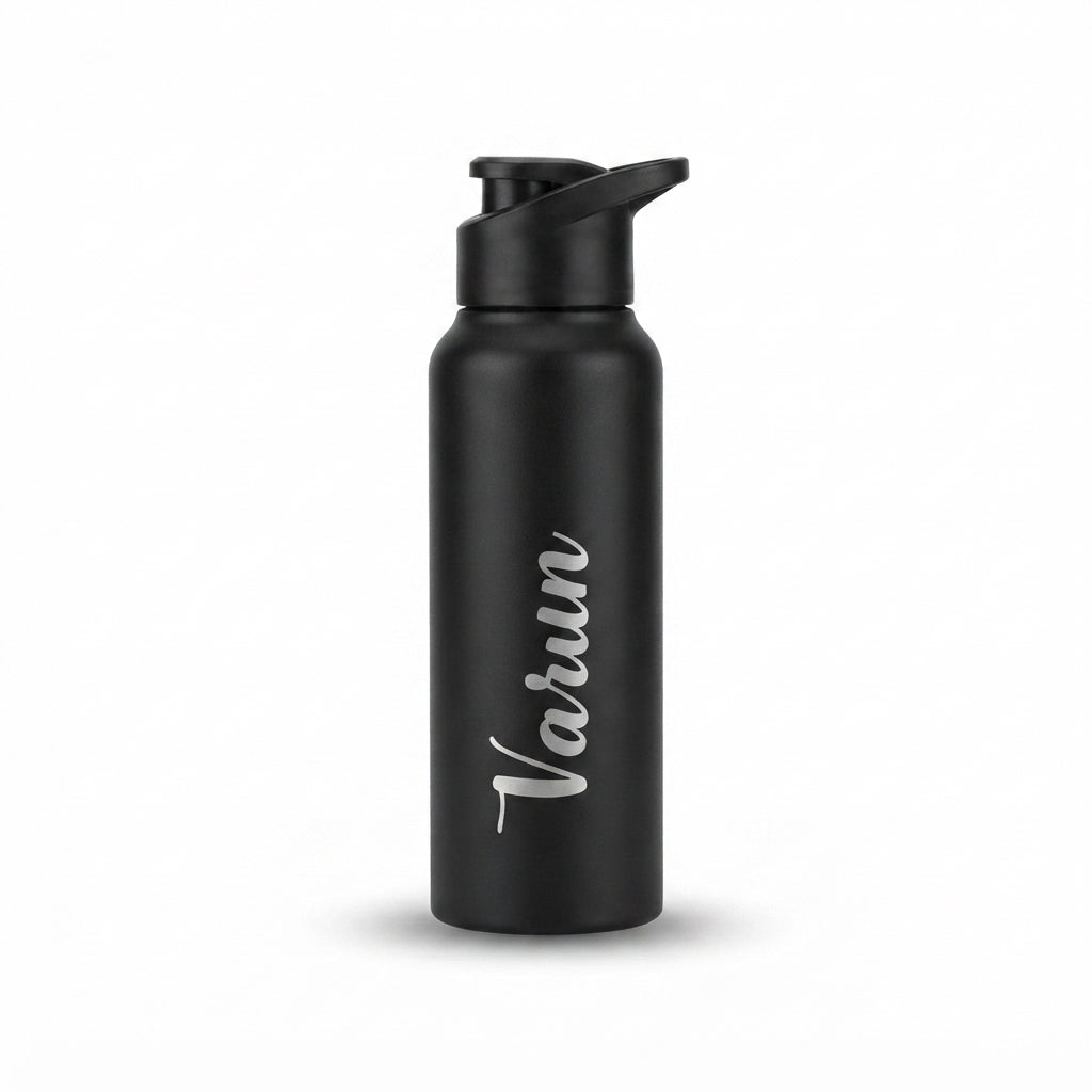 Straight Sipper Sports Bottle - Black - Meru Trophy corporate gifting