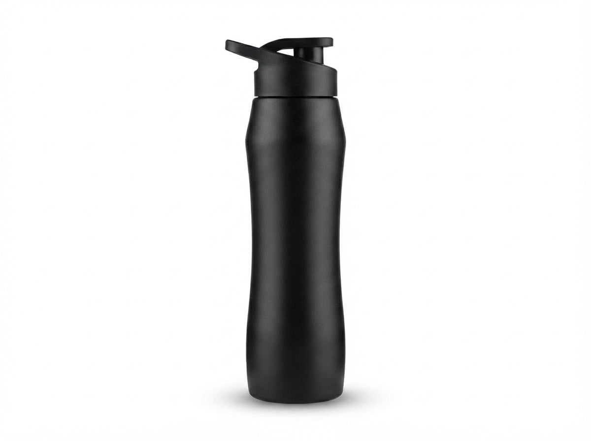 Curved Sipper Sports Bottle - Black - Meru Trophy corporate gifting