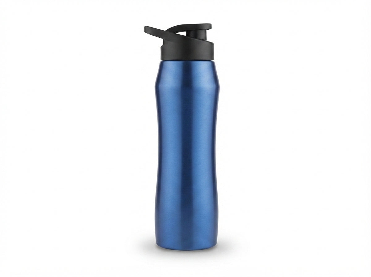 Curved Sipper Sports Bottle - Blue - Meru Trophy corporate gifting