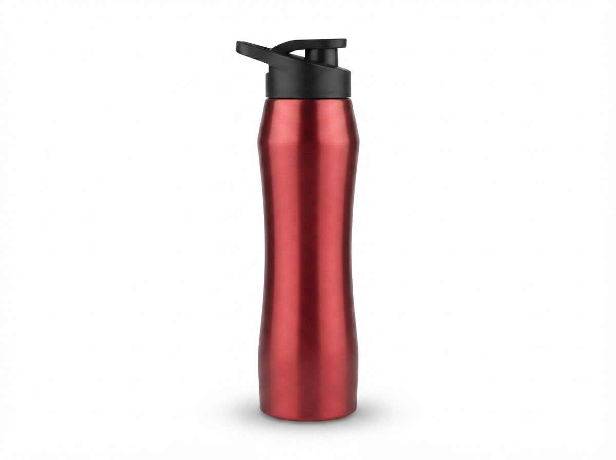 Curved Sipper Sports Bottle - Red - Meru Trophy corporate gifting