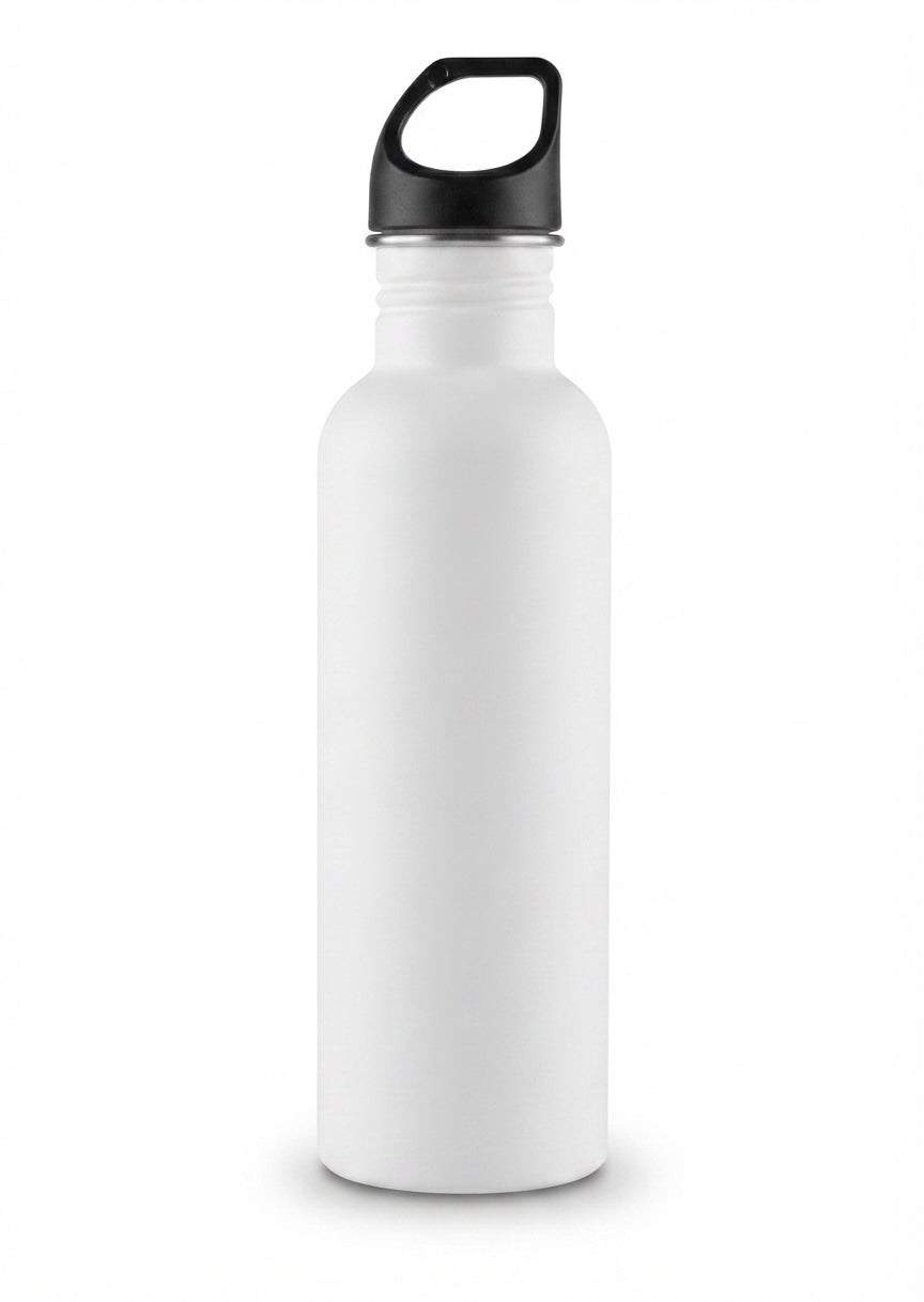 Sports Bottle with Loop Cap - White - Meru Trophy corporate gifting