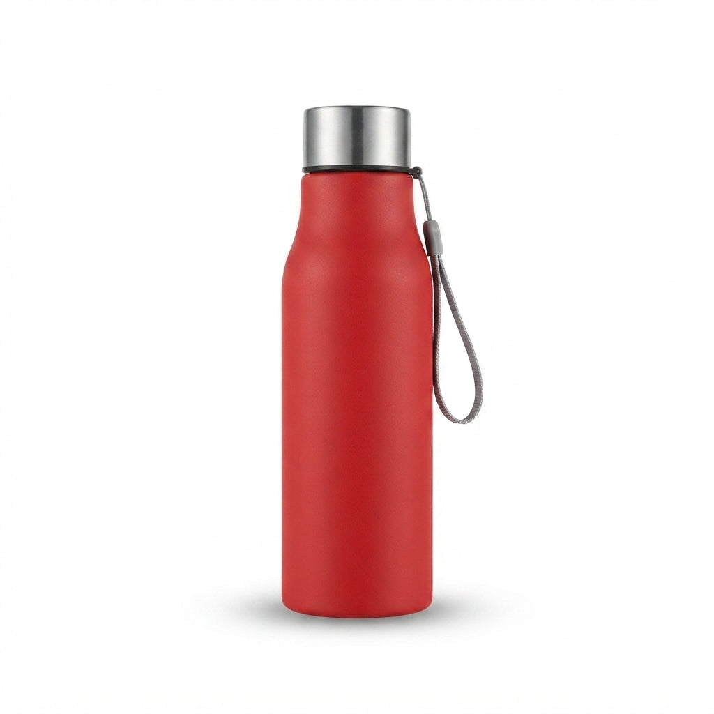 Steel Bottle with Carry Strap - Red - Meru Trophy corporate gifting