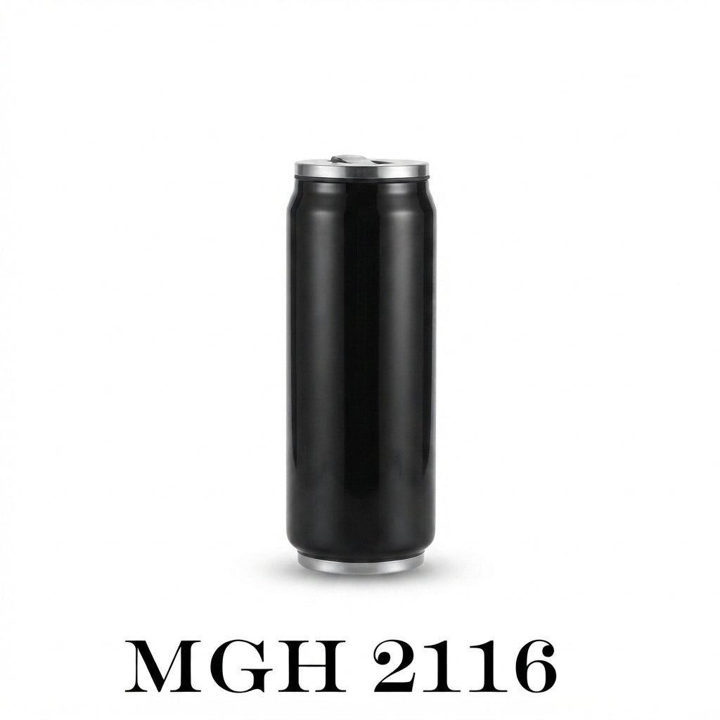 Can-Shaped Steel Bottle - Black - Meru Trophy corporate gifting