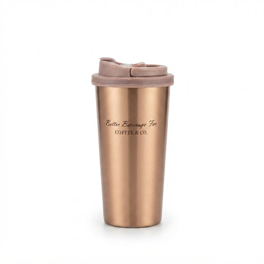 Coffee Mug with Flip Lid - Gold - Meru Trophy corporate gifting