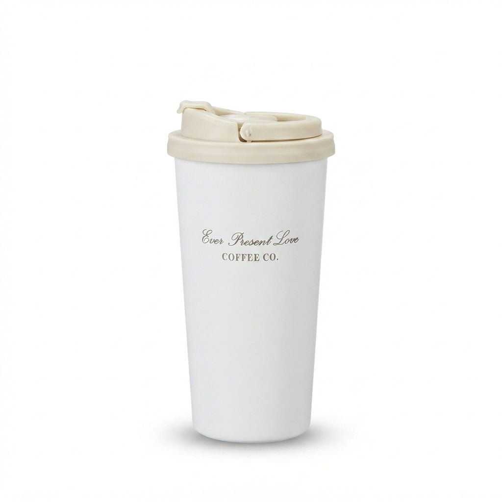 Coffee Mug with Flip Lid - White - Meru Trophy corporate gifting