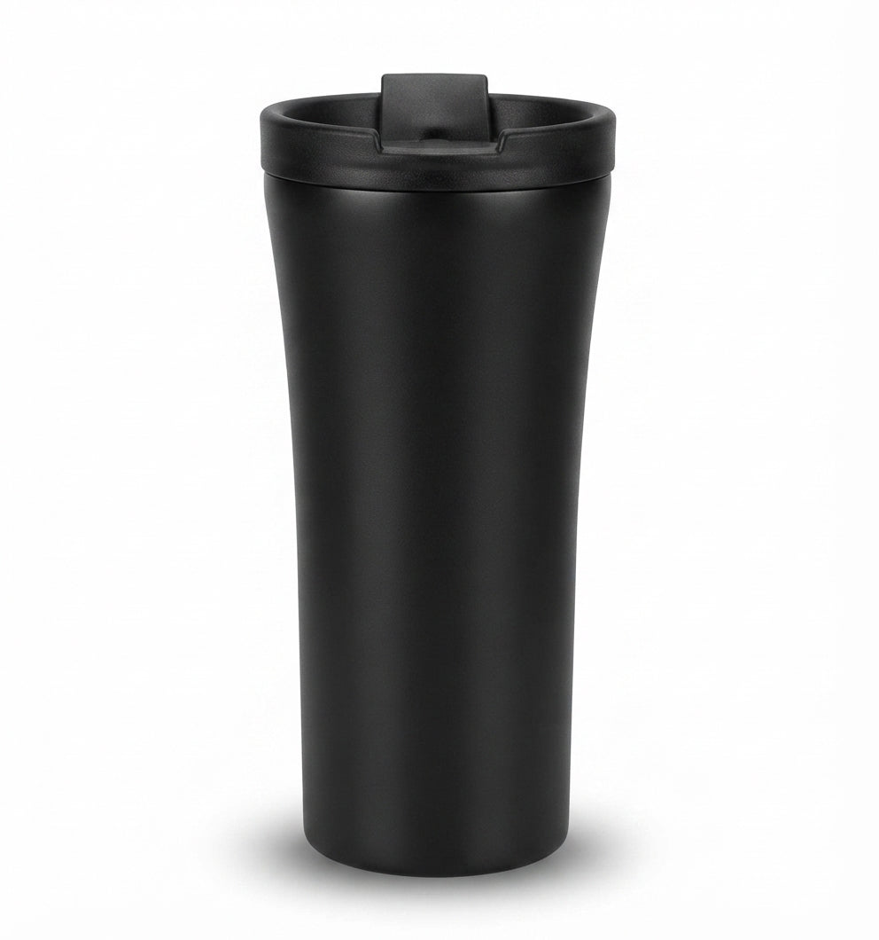 Insulated Travel Tumbler with Flip Lid - Black - Meru Trophy corporate gifting