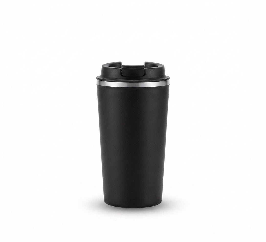 Coffee Tumbler with Flip Lid - Black - Meru Trophy corporate gifting