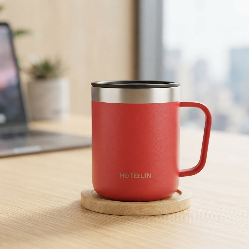 Travel Mug with Handle and Gift Box - lifestyle - Meru Trophy corporate gifting