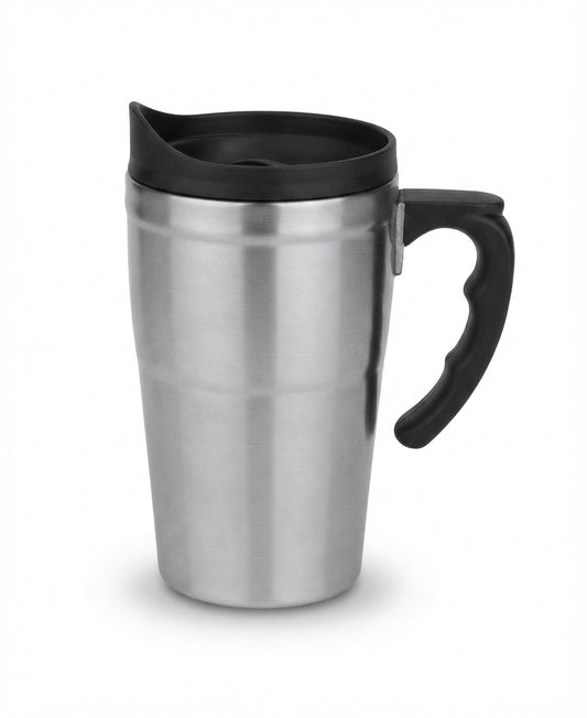 Steel Travel Mug with Flip Lid - Steel - Meru Trophy corporate gifting