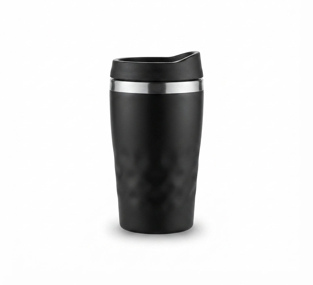 Steel Rim Coffee Tumbler - Black - Meru Trophy corporate gifting