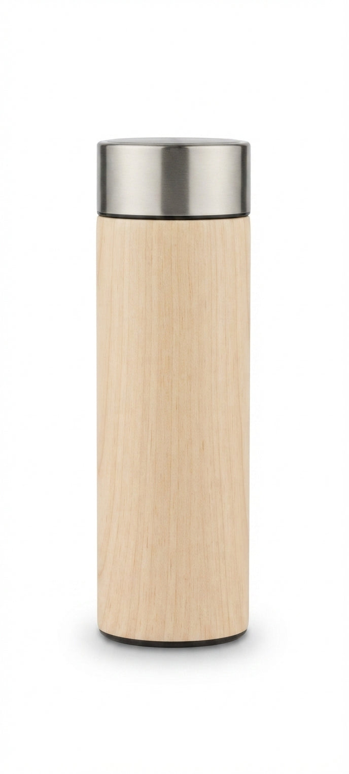 Wood-Finish Temperature Display Flask - Bamboo - Meru Trophy corporate gifting